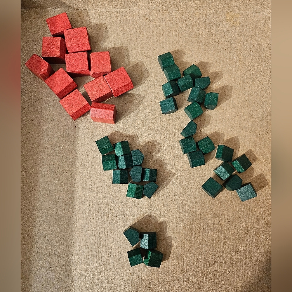 Monopoly Deluxe Edition Replacement‎ 45 Pieces Wooden Houses and Hotels 1995